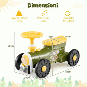 Auto a Spinta per Bambini, macchina cavalcabile con Suono e Spazio di Archiviazione, Auto Scorrevole a Piedi con Volante per Bambini 19-36 Mesi (Verde)