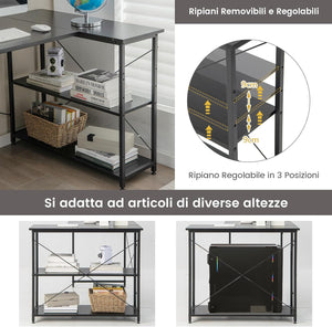 Scrivania Angolare 120 CM, Scrivania per Computer ad Angolo con 2 Ripiani, Scrivania Ufficio Reversibile Moderna con Design Salvaspazio, 120 x 88 x 74,5 cm (Black)