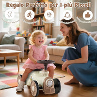 Auto a Spinta per Bambini, macchina cavalcabile con Suono e Spazio di Archiviazione, Auto Scorrevole a Piedi con Volante per Bambini 19-36 Mesi (Beige)