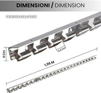 Supporto Acciaio Inox lunghezza 1,96m per Strisce PVC Trasparente - Tende per Magazzini, Celle Frigorifere e Ambienti Interni