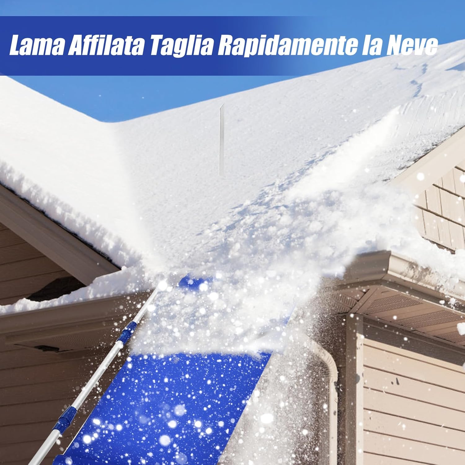 Rastrello per Neve sul Tetto da 189-620 cm, Rastrello in Alluminio con Impugnatura Regolabile e Antiscivolo, Attrezzo per Neve Resistente per Rimuovere Neve, per Vari Occasioni