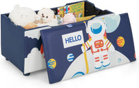 Cassapanca per Bambini in Legno, Panca 2 in 1 per Bambini con Coperchio Rimovibile, Organizer per Bambini per Soggiorno, Cameretta e Nido, 75 x 36 x 38 cm (Blu+Bianco)