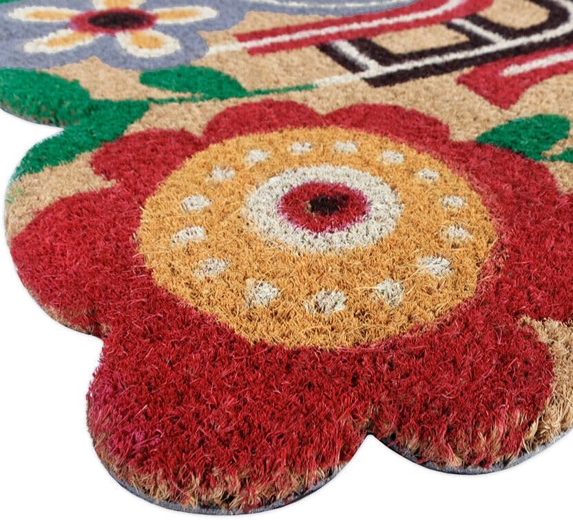 Zerbino Cocco 40x75 cm WELCOME Retro Gomma Antiscivolo Tappeto Moderno Porta Ingresso Entrata