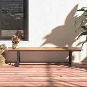 Panchina da esterno in hdpe struttura metallica, Panchina da patio lunga 183 cm Marrone e Nero-Panchine