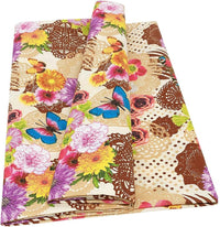 Telo Arredo Copritutto 170x280 cm Letto Poltrona Copridivano Cotone Cuoricini Fiori e Farfalle Beige