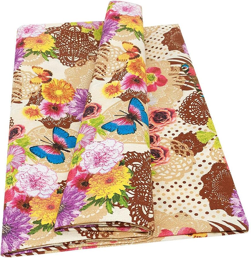 Telo Arredo Copritutto 270x280 cm Letto Poltrona Copridivano Cotone Cuoricini Fiori e Farfalle Beige