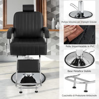 Poltrona da Barbiere Girevole, Sedia da Barbiere con Poggiatesta Regolabile e Schienale Reclinabile, con Altezza Regolabile, Portata 150 kg