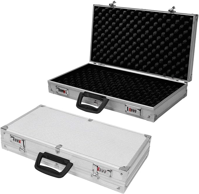 Custodia Dura in Alluminio per Armi, Valigetta per Pistole, Fucili con Serratura, 47 x 25 x 8,3 cm