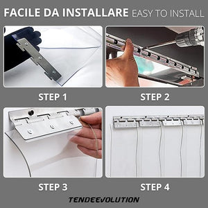 Porta Industriale a Strisce Flessibili in PVC Trasparente 2m x 3m | Ottimo Isolamento Termico | Profilo e Piastre in Acciaio Inox