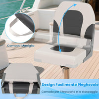 Set di 2 Sedie da Barca, Sedili da Barca Pieghevole Morbide Imbottite Spesse, Sedile Nautica Ergonomico per Imbarcazioni da Pesca, 51 x 42 x 49 cm, Bianco e Girigio
