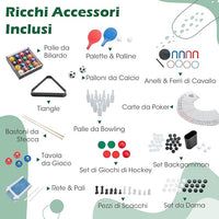 12 in 1 Set da Tavolo per Giochi Combo, Tavolo Multiuso con Calcio Balilla Air Hockey Biliardo Ping Pong Scacchi Bowling, Set Combinato per Giochi Multipli per Casa Ufficio Bar Dormitorio