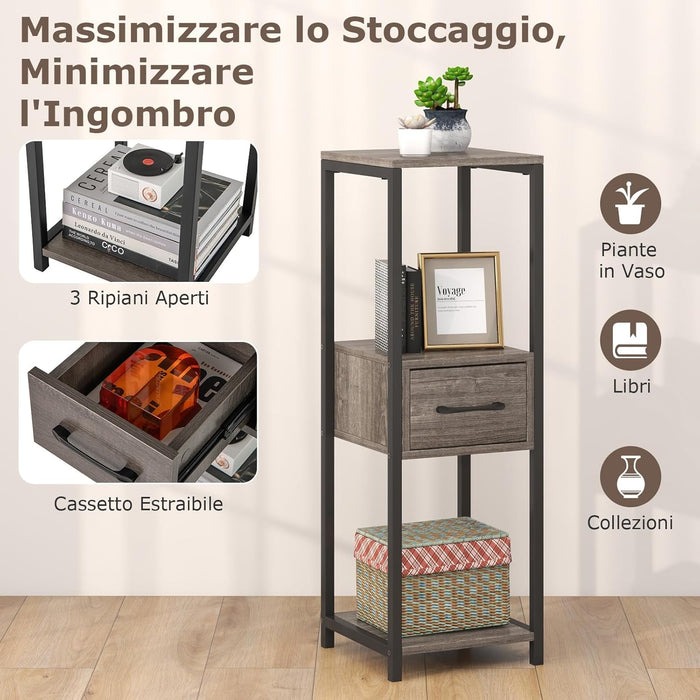 Scaffale per Piante in Metallo, Scaffale Portafiori con Scomparsa e Dispositivi Antiribaltamento, Scaffale Portavasi a Forma Quadrata per Salotto, Camera da Letto e Studio