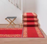 Passatoia Scala Bordata 67x1000 cm Ingresso Corridoio Tappeto Cucina Gradini Stile Barocco Bordeaux