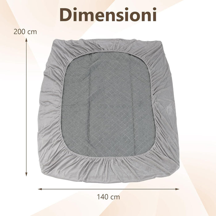 Protezione per Materasso, Coprimaterasso in Velluto Morbido di Lusso con Fondo Antiscivolo, Copertura per Materasso Confortevole con Imbottitura in Spugna (200 x 140 cm)