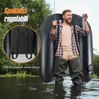 Gommone Gonfiabile da Pesca, Barca da Pesca Portatile con 2 Pinne, Pagaia in Alluminio, Pompa, Spallacci Regolabili e Kit di Riparazione, Schienale Regolabile, capacità di Carico 150kg