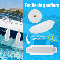 Set 4 Parabordi per Barca, Parabordi per Imbarcazioni, Gommonni, Boat Fender(Bianco)