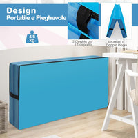 Tappetino FitnessPieghevole, Materassino per Ginnastica e Acrobatica con Rivestimento in Pelle Sintetica e Maniglie, per Esercizi a Casa per Yoga, Stretching e Pilates