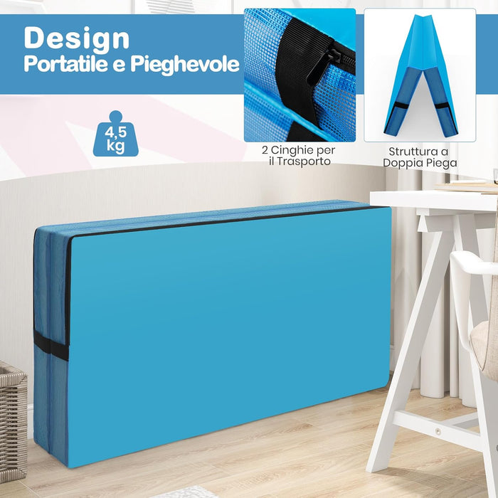 Tappetino FitnessPieghevole, Materassino per Ginnastica e Acrobatica con Rivestimento in Pelle Sintetica e Maniglie, per Esercizi a Casa per Yoga, Stretching e Pilates