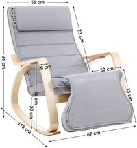 Sedia a dondolo con poggiapiedi regolabile su 5 livelli max. carico 150 kg grigio 12_0000594