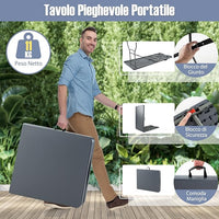 Tavolo Pieghevole Portatile da 180/245 cm, Tavolo da Campeggio in HDPE, Meccanismo di Blocco Sicuro, Tavolo da Picnic con Maniglia, Portata 160 kg (180 cm,Grigio)