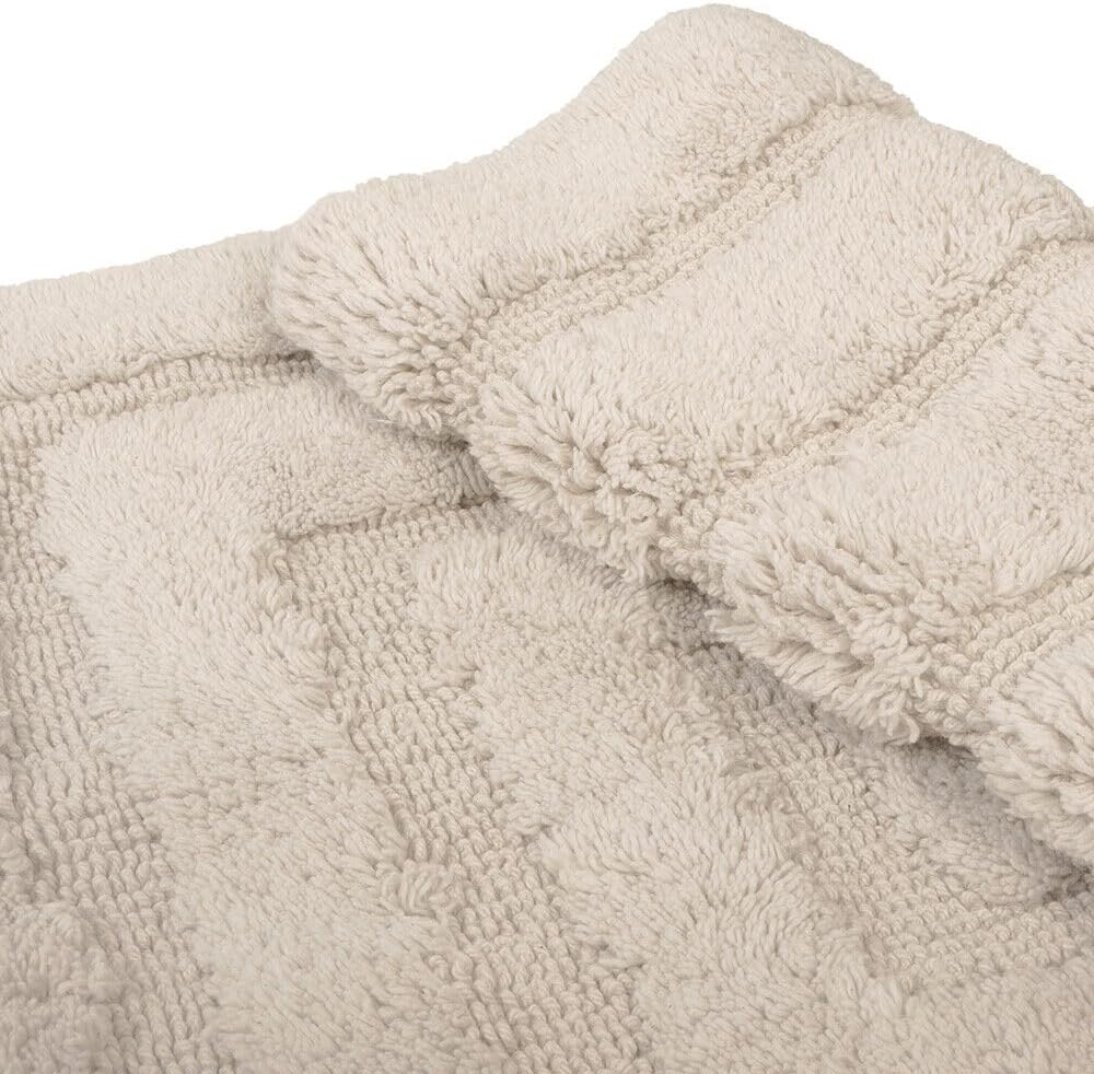 Tappeto Bagno 60x40 cm Puro Cotone Elegante Lussuoso Morbido Scendiletto Antiscivolo Beige