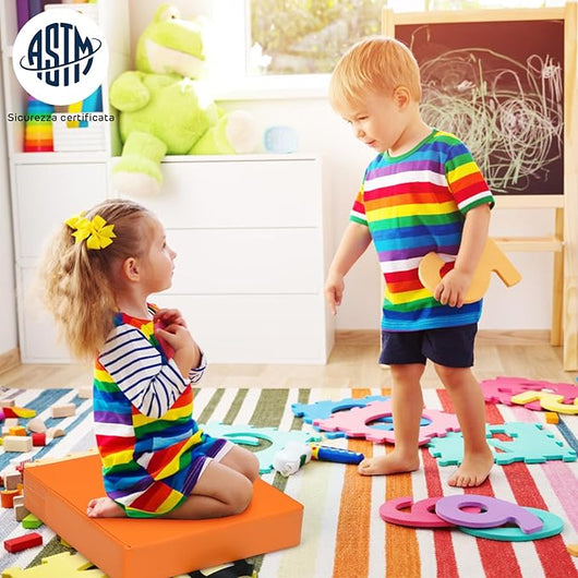 Tappeto per Bambini 6 Pezzi, Tappeto da Terra Cuscino Yoga Meditazione, per Camera da Letto e Salotto, Moderno 38x38x8cm(Quadrato)