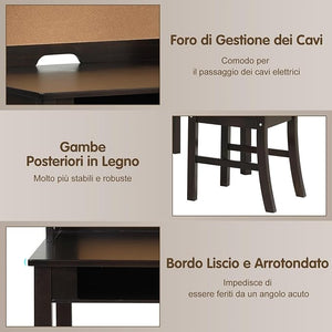 Set Scrivania e Sedia per Bambini 5-12 Anni, Tavolo in Materiale Sicuro con Bacheca in Sughero, 2 Cassetti e Spazio Ampio, Design Moderno, Ideale per Studio e Disegno (Nero)