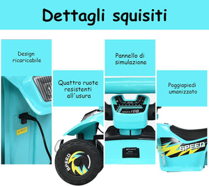 6V Quad Elettrico per Bambini, Mini Quad da Spiaggia con Funzione Avanti/Indietro, Velocità Massima 4,6 km/h, Regalo per Bambini 3 Anni+ (Blu)