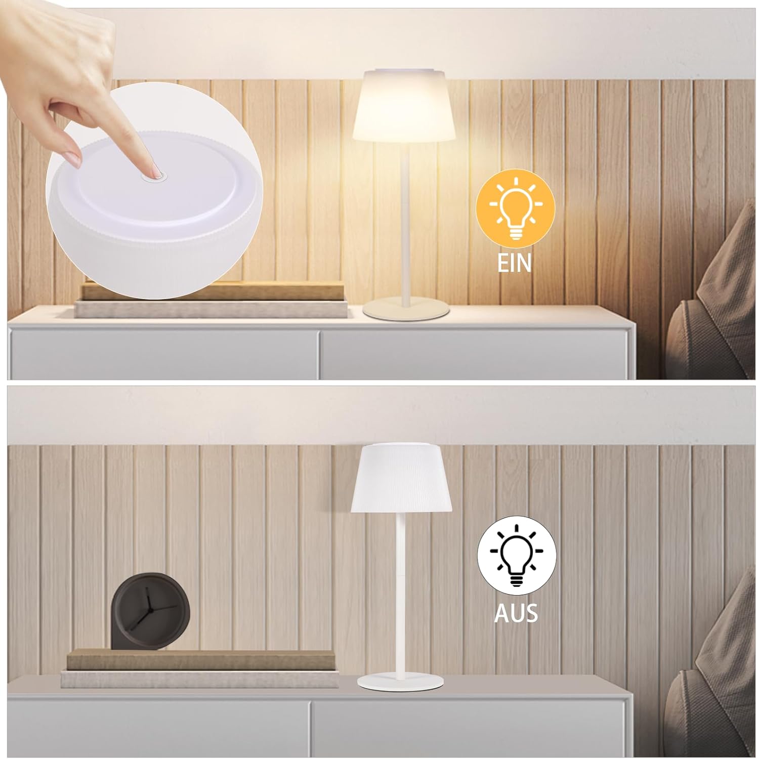 ZMH Lampada da tavolo LED moderna touch dimmerabile 3600mAh batteria per soggiorno