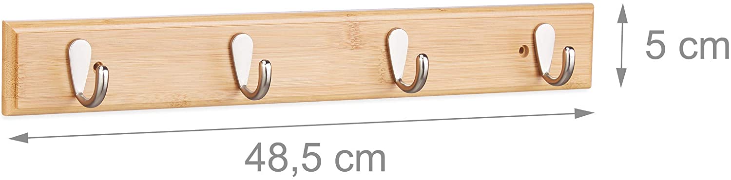 Appendiabiti da parete in bambù con 4 ganci 13_0002204