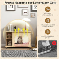 Mobile per Lettiera per Gattini e Gatti Adulti, Casetta per Gatti con Porte Sisal per Graffi, Piedini Metallici Regolabili e Spazio di Stoccaggio, Tavolino Moderno e Versatile per Soggiorno