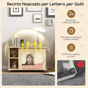 Mobile per Lettiera per Gattini e Gatti Adulti, Casetta per Gatti con Porte Sisal per Graffi, Piedini Metallici Regolabili e Spazio di Stoccaggio, Tavolino Moderno e Versatile per Soggiorno