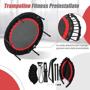 Mini Trampolino Pieghevole 101cm, Trampolino Fitness per Adulti e Bambini,con Maniglia Altezza Regolabile, Capacità di Carico 150 kg