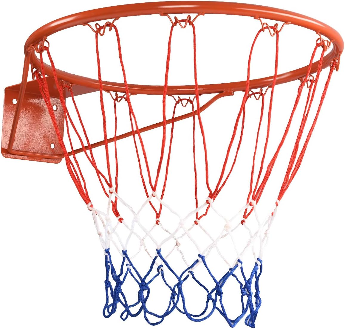 Canestro da Basket, con Anello e Rete, per Bambini e Adulti, da Muro e Tabellone, in Metallo, 46x46CM