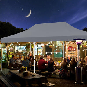 Gazebo da Giardino 3x6m, Gazebo Esterno Resistente Pop Up con 6 Pannelli Laterali e Finestre, 3 Altezze Regolabili, Tenda da Giardino per Matrimoni, Feste, Eventi Commerciali (Grigio)