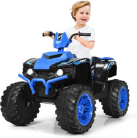 12 V Quad Elettrico per Bambini, Auto Elettrica Cavalcabile con Luci LED e Musica, Velocità Fino a 5km/h, per Bambini 3-7 Anni (Blu)