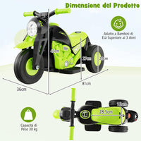Moto Elettrica per Bambini con Creatore di Bolle, Auto a Bolle per Bambini da 6V, Pulsante Musicale, Faretto a LED, Capacità di 30 kg, per Bambini 3+ anni (Verde)
