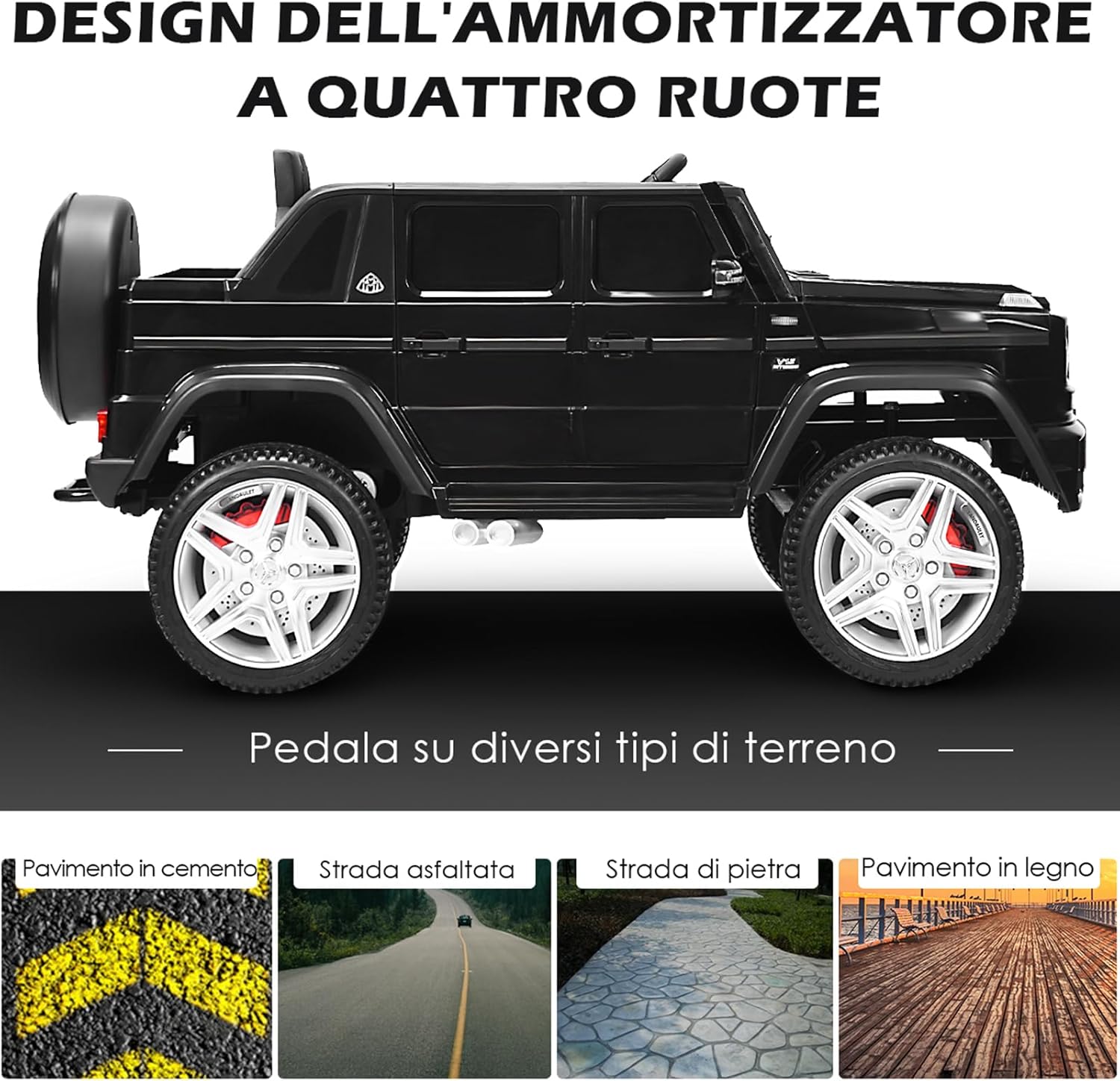 Mercedes Benz Macchina Elettrica per Bambini 12V, Veicolo Elettrico con Luci LED e Chiusura di Sicurezza, Macchina Cavalcabile per Bambini 3-8 Anni (Nero)