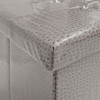 Cassapanca Contenitore Pouf Panca Poggiapiedi Similpelle Pelle Finta Coccodrillo 76x38x38 cm Grigia