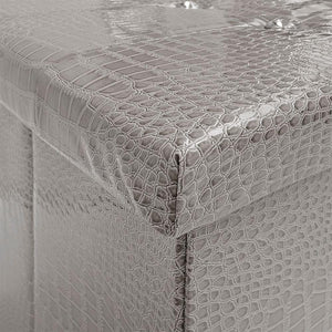 Cassapanca Contenitore Pouf Panca Poggiapiedi Similpelle Pelle Finta Coccodrillo 76x38x38 cm Grigia