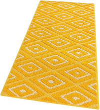 Tappeto Casa Cucina Rombi 3D 50X145 Cm Bordato Moderno Assorbente Antiscivolo Giallo