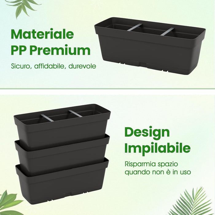 Letto Verticale Rialzato, 6 PZ Fioriere da Giardino per Verdure, Erbe e Fiori, Fioriere Elevate per Interni ed Esterni per Patio, Giardino e Balcone (Nero)