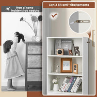 Libreria in Legno con Cassetto, Scaffale di Stoccaggio a 4 Livelli, Scaffale Espositivo per Casa Studio e Soggiorno, 60 x 38 x 120 cm (Bianco)