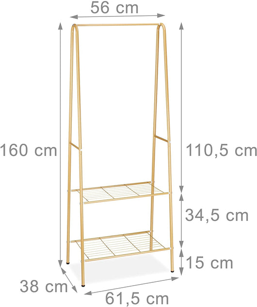 Appendiabiti asta appendiabiti porta scarpe stivali 2 scomparti 60 cm in metallo marrone 13_0002134_2