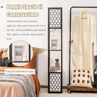 Lampada da Terra Design e Vintage, Lampada a Stelo da Terra con 2 Ripiani, Ideale per Camera da Letto, Soggiorno e Ufficio, 26 x 26 x 156 cm, Nero