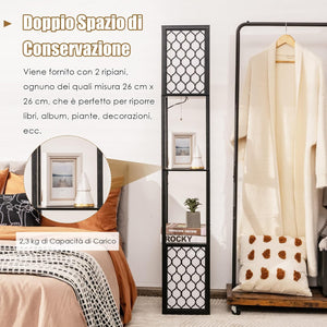 Lampada da Terra Design e Vintage, Lampada a Stelo da Terra con 2 Ripiani, Ideale per Camera da Letto, Soggiorno e Ufficio, 26 x 26 x 156 cm, Nero