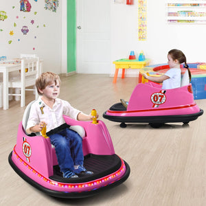 Veicolo Elettrico Macchina Elettrica Design Autoscontro per Bambini, Girevole a 360°, con Luci e Musica, con Telecomando, per Bambini 2-5 Anni (Rosa)