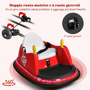 Veicolo Elettrico Macchina Elettrica Design Autoscontro per Bambini, Girevole a 360°, con Luci e Musica, con Telecomando, per Bambini 2-5 Anni (Rosso)