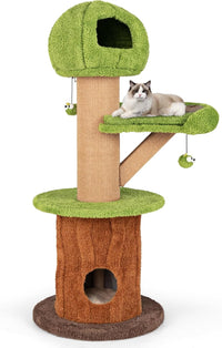Tiragraffi a Forma di Albero per Gatti 175cm, Albero per Animali Domestici con 2 Casette, Trespolo Peluche, Palline Teaser, Pali in Sisal e Cuscini Rimovibili, Torre Moderno Interno
