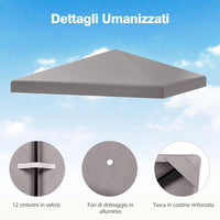 Copertura per Gazebo, Tetto Ricambio per Gazebo, Tetto del Padiglione 3x3 m (Grigio)